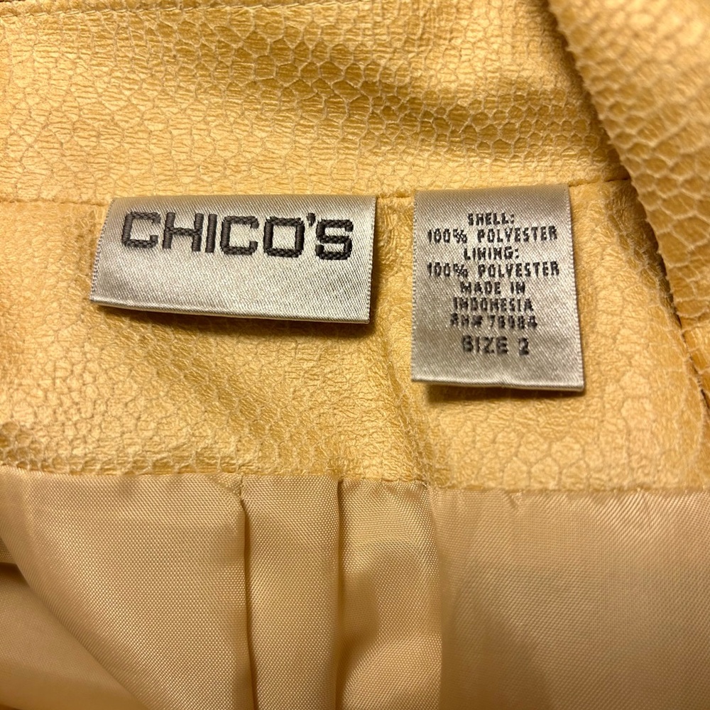 VNTG Chico's Yellow Snakeskin Embossed Faux Suede Jacket, Women’s Large - Picture 4 of 9